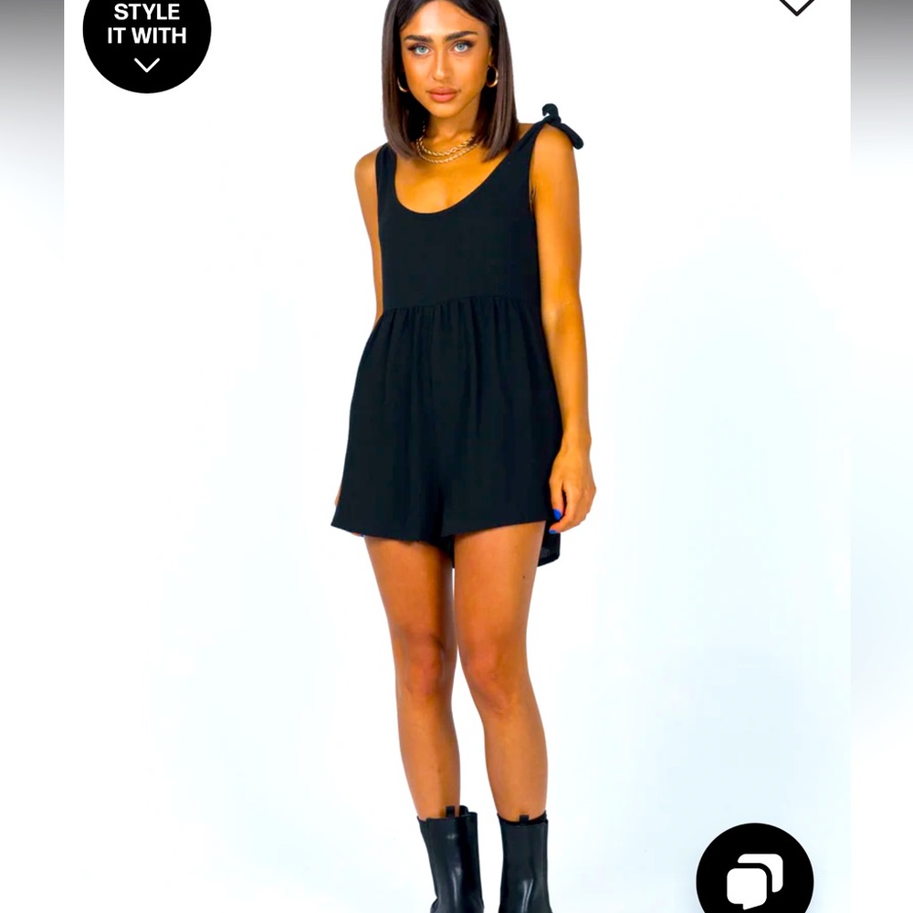 Urban Outfitters Marlee Knit Tie Shoulder Romper scoopneck, soft cozy, must have